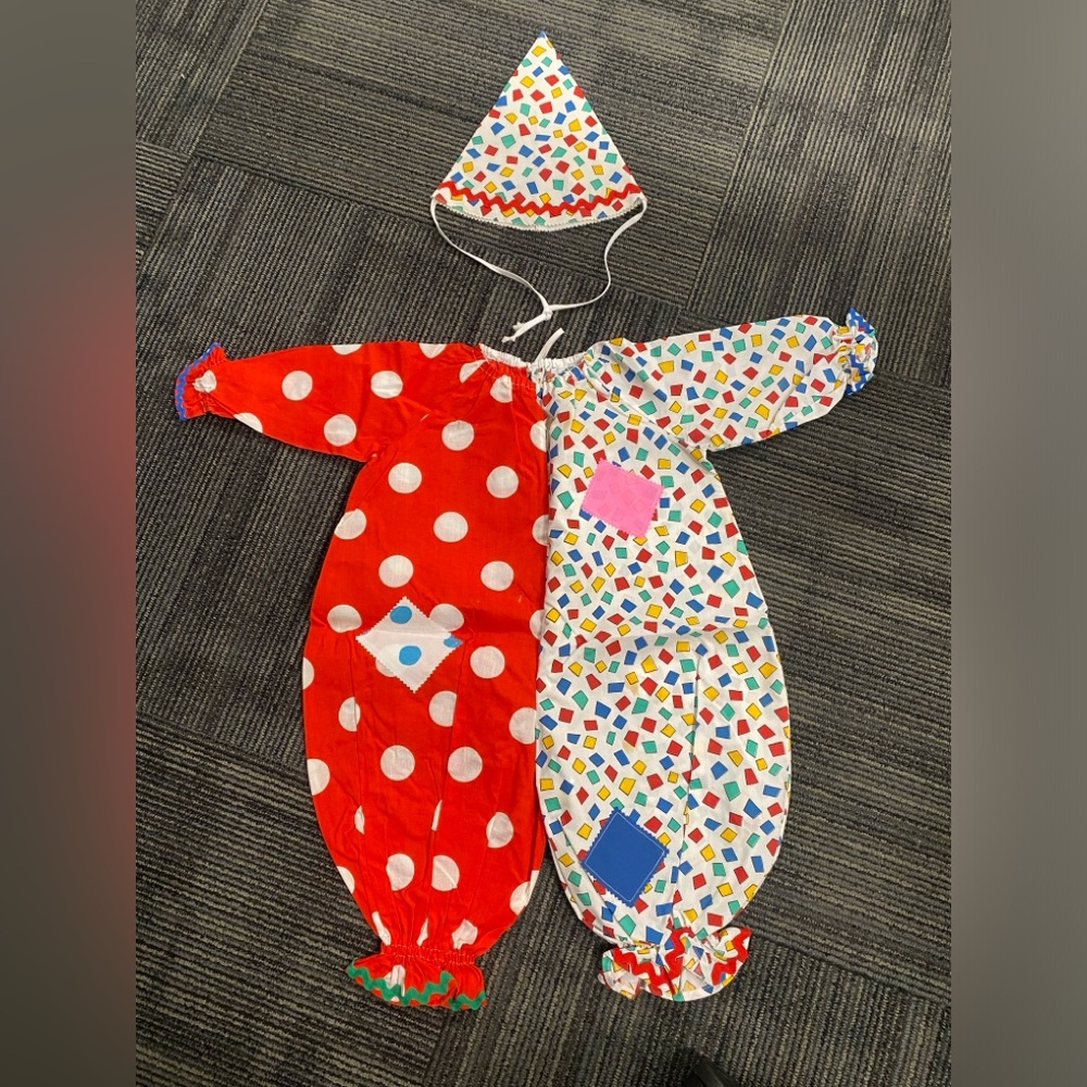 Vtg 90s Handmade Toddler Clown Halloween Costume Size 2/3T Red White Polka Dots